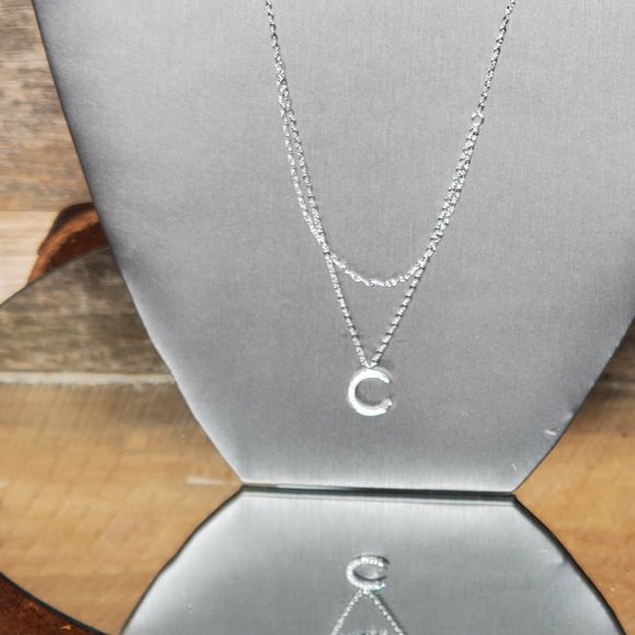 925 Silver Double Necklace Topaz Moon Pendant - Very Dainty - Picture 9 of 9